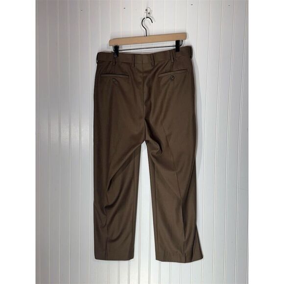 Louis Raphael Rosso Mens 34x30 Brown Dress Pants Flat Front Viscose Blend Office - Picture 2 of 4